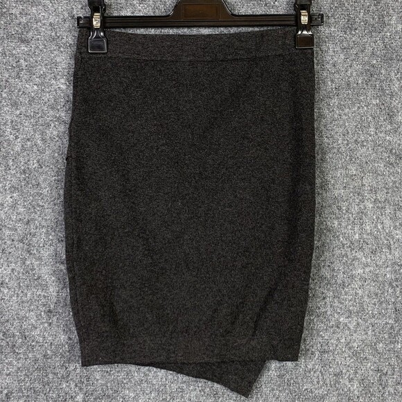 BCBGeneration Knit Skirt Women XXS Wrap Asymmetrical Pull-on Charcoal - Picture 4 of 7